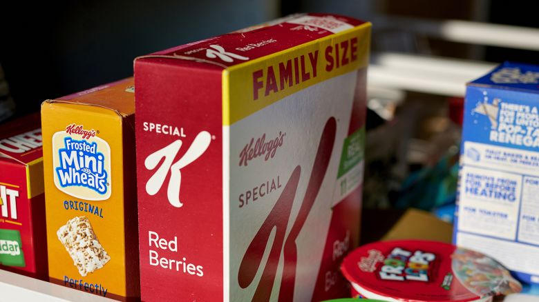 Kellogg's Frosted Mini Wheats and Special K cereals arranged in Germantown, New York, US, on Monday, July 24, 2023.